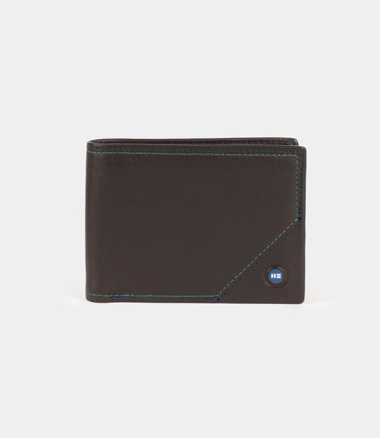 Cartera con tarjetero en piel de vacuno