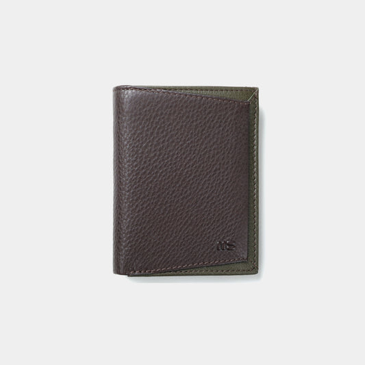 Cartera con tarjetero en piel de vacuno