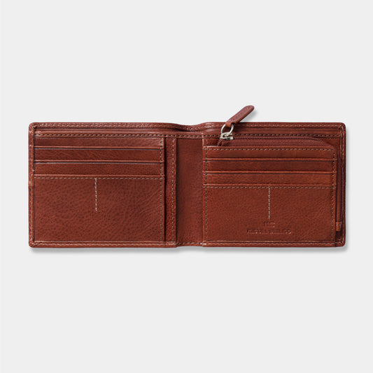 Cartera con monedero en piel de vacuno