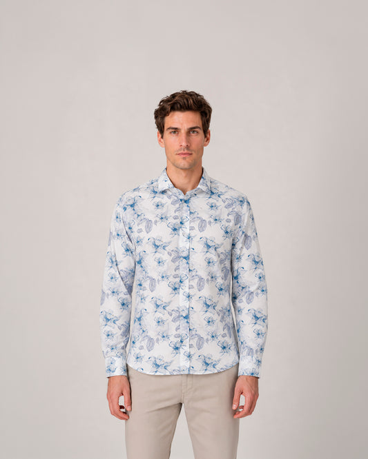 Camisa casual estampada de algodón