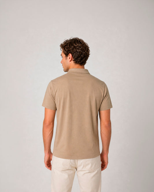 Polo Interlock 100% algodón cuello camisa