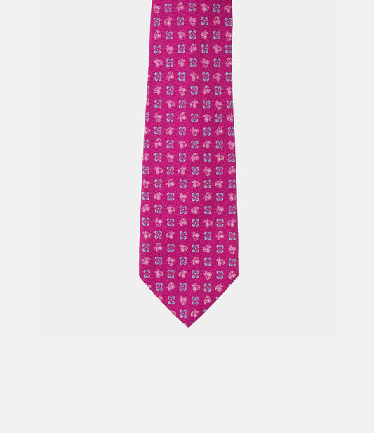 Corbata de seda natural con motivos florales