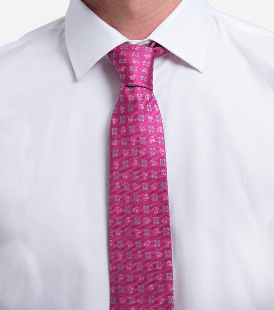 Corbata de seda natural con motivos florales