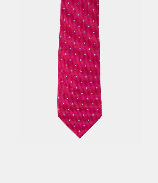 Corbata de seda natural con micromotivos geométricos