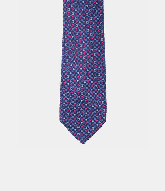 Corbata de seda natural con micromotivos florales