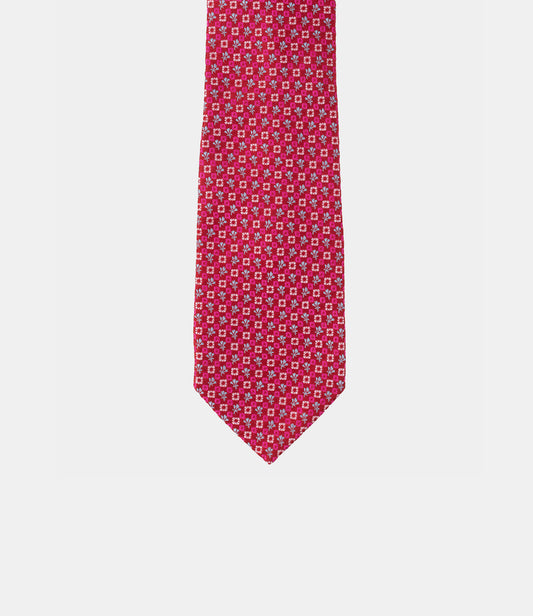 Corbata de seda natural con micromotivos florales