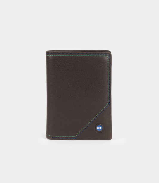 Cartera con tarjetero en piel de vacuno