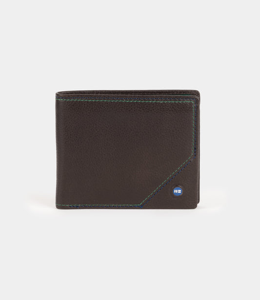 Cartera con tarjetero en piel de vacuno