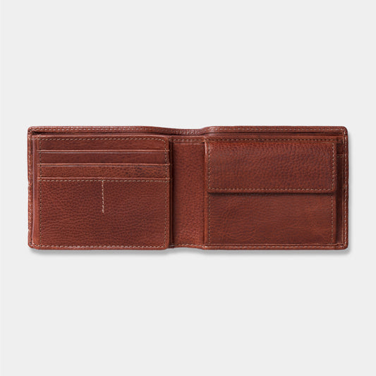 Cartera con monedero en piel de vacuno