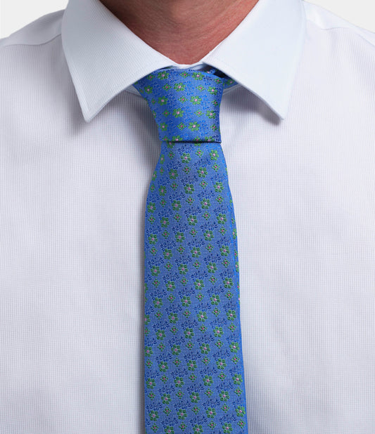 Corbata de seda natural con micromotivos florales