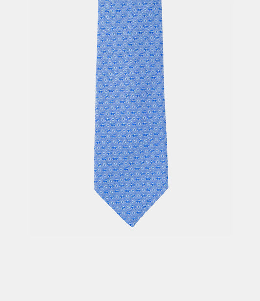 Corbata de seda natural estampada con micromotivos