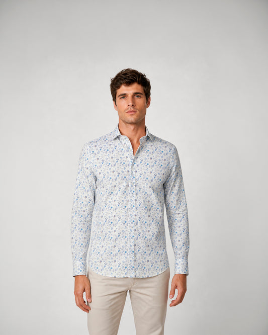 Camisa casual estampada de algodón