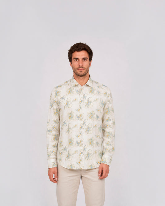 Camisa casual estampada de algodón