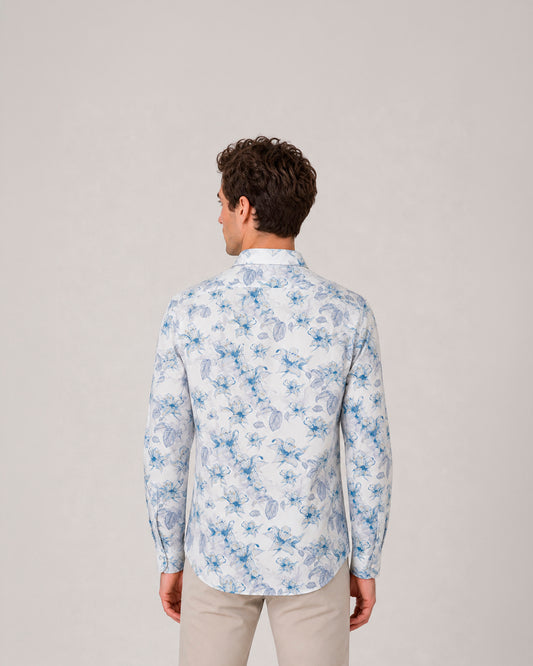 Camisa casual estampada de algodón