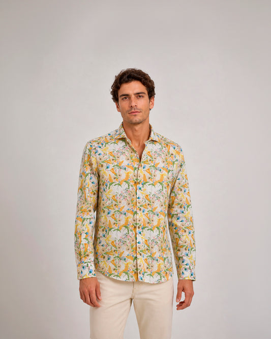 Camisa casual estampada de algodón