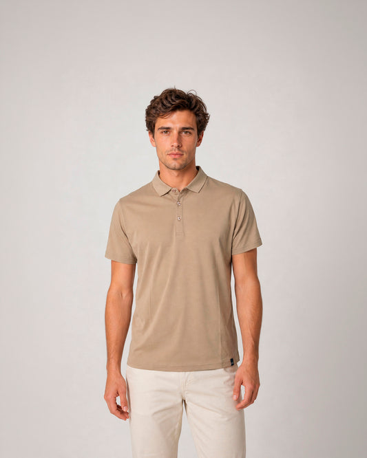 Polo Interlock 100% algodón cuello camisa