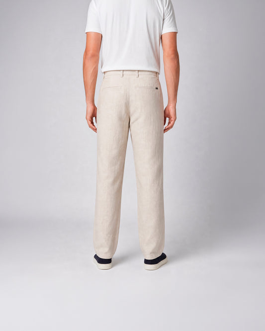 Pantalón chino con pinzas 100% lino