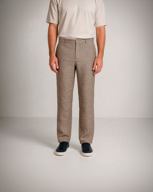 Pantalón chino con pinzas 100% lino